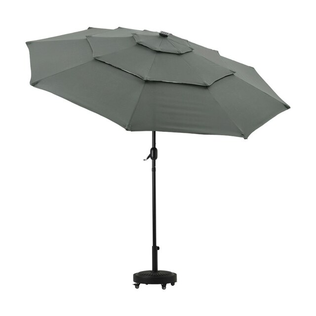 Living and Home Outdoor 3-Tier Umbrella Parasol with Solar Lights Dark Grey (No base included) Grey