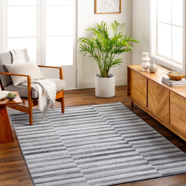 LIVABLISS San Francisco-Modern Graphic Rug 160 x 213 cm Grey Black Charcoal