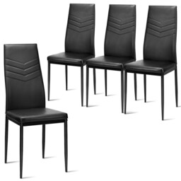 COSTWAY Set of 4 Dining Chairs Padded Seat High Back Black