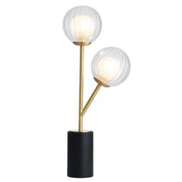Rome Complete Table Lamp, Satin Brass Plate, Glass