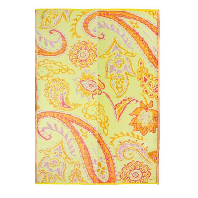 Orange Paisley Indoor / Outdoor Summer Waterproof Rug