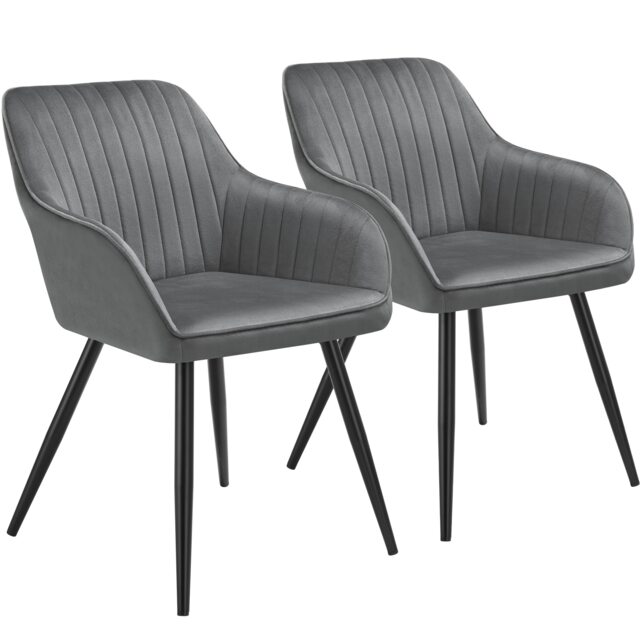Chair Marilyn - velvet look, quilted, continuous backrest, slim steel legs Grey grey/black One Size 2