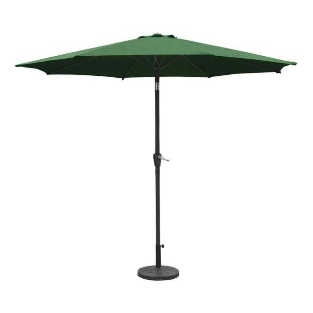 GardenKraft 2.7M Parasol Crank & Tilt With 6 Ribs Dark Green Green