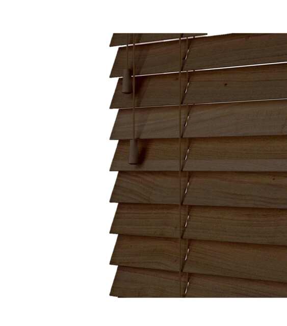 60cm Burnt Dark Oak Wooden Venetian Blinds With Strings (130cm drop) Brown Brown