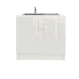 JD Greta 1000mm Utility Room Sink Unit With Tap, Kitchen Base Cabinet - White Gloss White