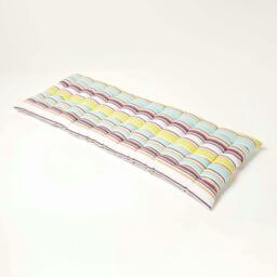Homescapes Garden Bench Cushion Luxury 2 Seater Cotton Stripe Indoor Outdoor Seat Pad Green 108 x 42 cm 1
