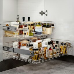 Living and Home Metal Sliding Kitchen Cabinet Pull-Out Basket Organizer 2-Piece