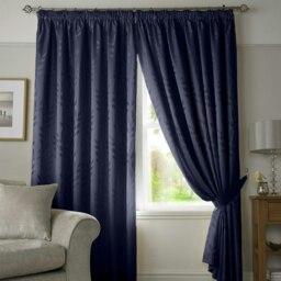 Voli Pencil Pleat Taped Top Lined Curtains - 168cm x 137cm - Navy