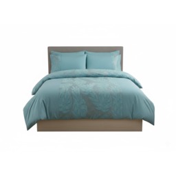 Velvet Leaf Design Duvet Cover Elegant Soft Touch Luxury Bedding Blue King