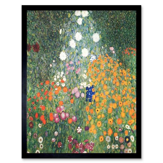 "Gustav Klimt Flower Garden 1907 Home Decor 12x16"" Framed Wall Art Print"