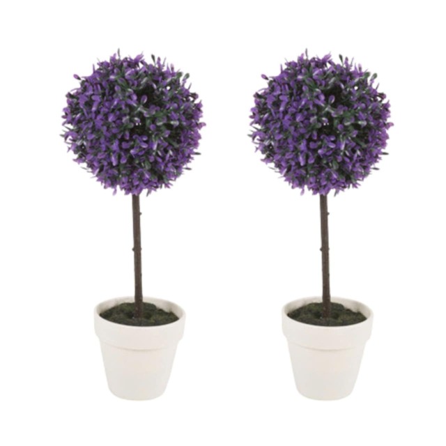 27cm Decorative Artificial Ball Plant -1-2 Pack Purple Purple & Set of 2 2