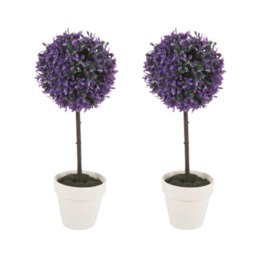 27cm Decorative Artificial Ball Plant -1-2 Pack Purple Purple & Set of 2 2