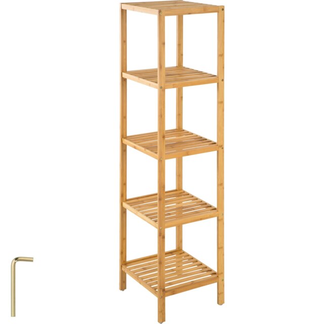Standing bathroom shelf - 5 tiers in bamboo Brown