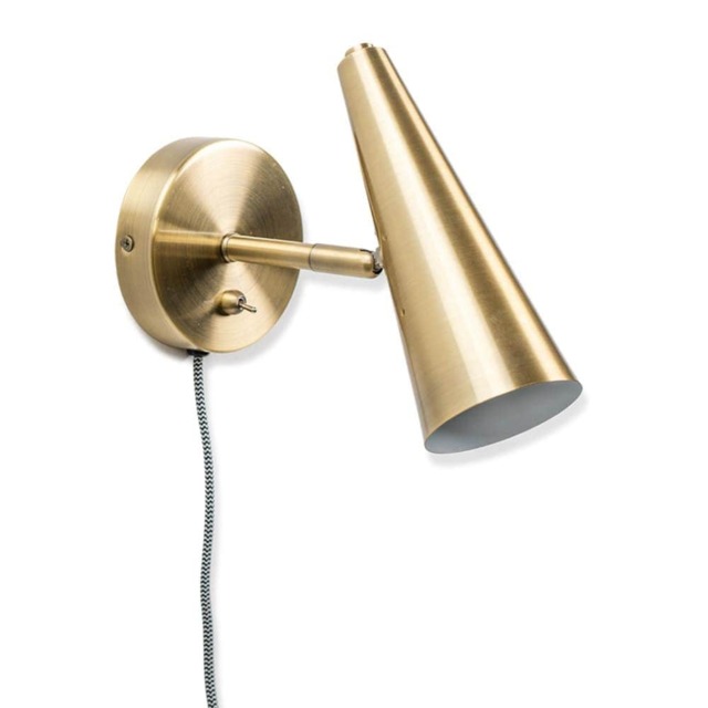 ValueLights Duke Antique Brass Plug in Cone Wall Light