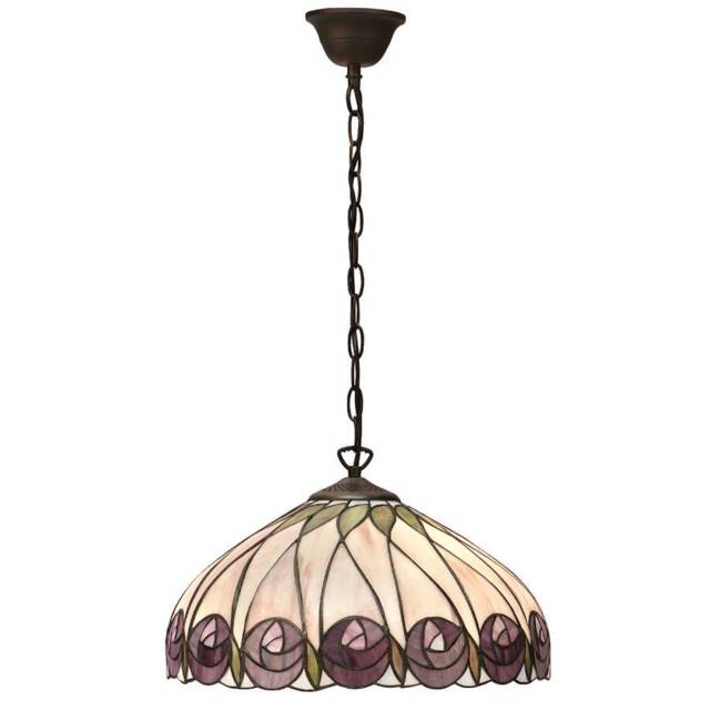 Hutchinson 1 Light Medium Ceiling Pendant Dark Bronze, Tiffany glass, E27