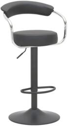 Zenith Single Kitchen Bar Stool, Matt Black Stem, & Footrest, Height Adjustable Swivel Gas Lift, Faux Leather Seat, Black