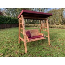 Traditional Brighton Two Seater Swing With 1 x Bench Cushion Burgundy & 1 x Scatter Cushion Burgundy