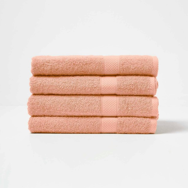 Homescapes Turkish Cotton Bath Towel Set of 4 - Peach Orange Bath towel 4