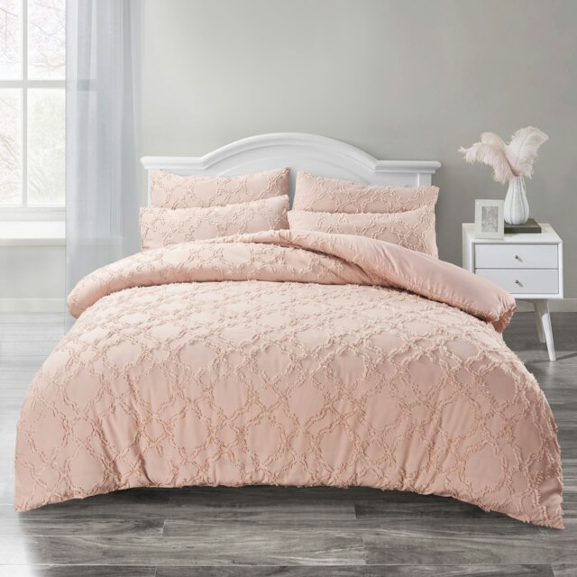 Intimates Ophelia Tufted Duvet Cover & Pillowcase Set Pink Blush Pink Single