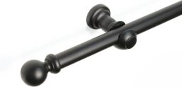 Lister Cartwright 28 mm Eyelet Wooden Curtain Pole Set Fixed Length (Black Traditional Ball, 200 cm)