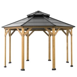 Sunjoy 3.95m x 3.95m Cedar Wooden Gazebo EGGI , Anthracite