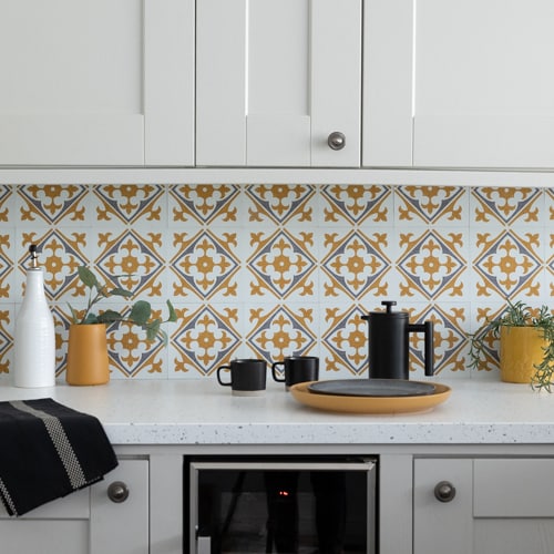 d-c-fix Nadia Gold 15.25 x 15.25cm Self-adhesive Vinyl Wall Tiles Pack 6 0.14sqm