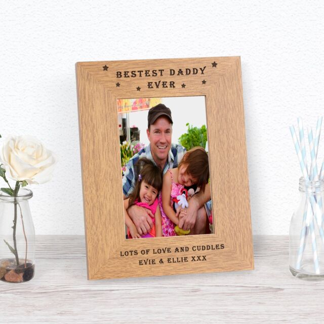 Personalised BESTEST DADDY EVER Wood Picture Frame 6x4 Fathers Day Dad
