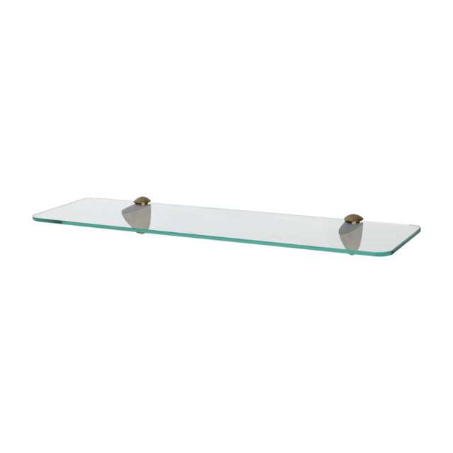 Harbour Housewares Rounded Floating Glass Shelf - 50cm - Metallic Brackets - Bathroom Shower Storage Vanity Display Unit Shelf Gold Gold 1