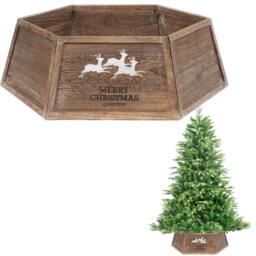31.5inch Christmas Tree Skirt Foldable Wooden Box Tree Stand Base Cover Tree for Tree Decorations