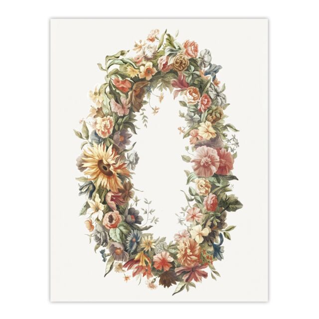 Summer Flower Wreath Illustration Teyler Wall Art Poster Print