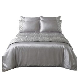 Shimmer Duvet Cover Set Luxury Bedding with Elegant Metallic Finish Silver King