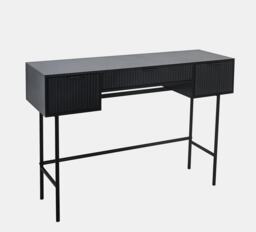 OHS Ribbed Dressing Table Vanity Makeup Desk with 3 Drawers Black