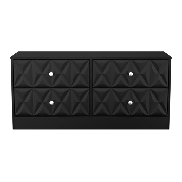 Memphis 4 Drawer Bed Box in Deep Black & Black Matt (Ready Assembled) Black Deep Black & Black Matt