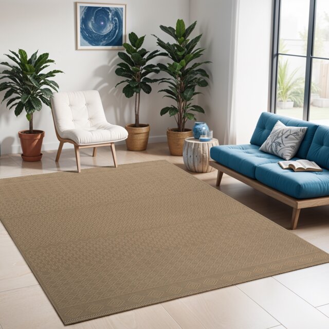 LIVABLISS Mystery-Washable Modern Jute Rug 118 x 170 cm Tan Beige