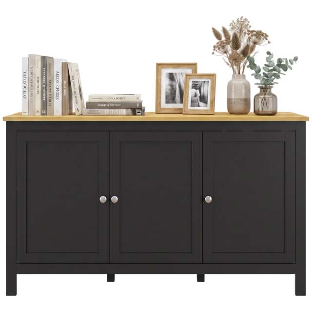 HOMCOM Sideboard Buffet Storage Cabinet, Storage Cabinet with Doors, Black
