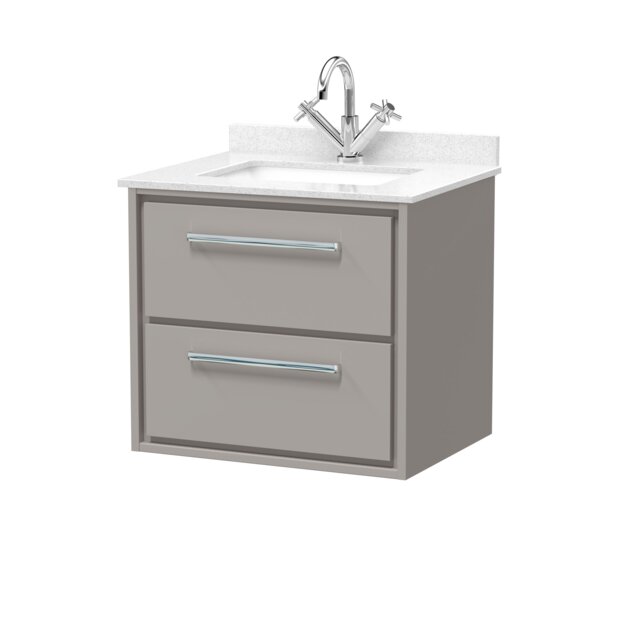 Balterley Wall Hung 2 Drawer Vanity with Marble Worktop Basin Grey Pebble Grey 617 x 620 x 470mm
