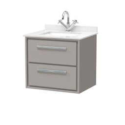 Balterley Wall Hung 2 Drawer Vanity with Marble Worktop Basin Grey Pebble Grey 617 x 620 x 470mm