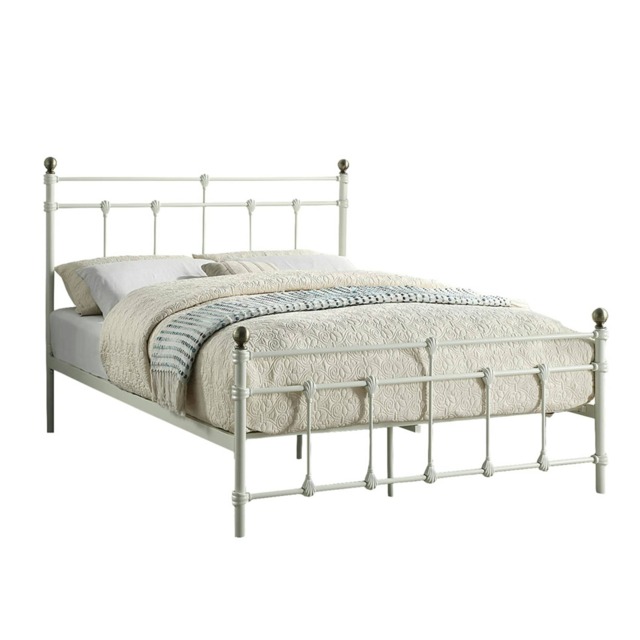 Bayford Traditional Vintage Style White Metal Bed Frame (Double) White White Double