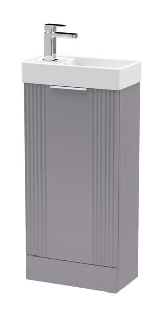 Balterley Retro Floor Standing 1 Door Cloakroom Vanity Basin Unit Grey Satin Grey 1
