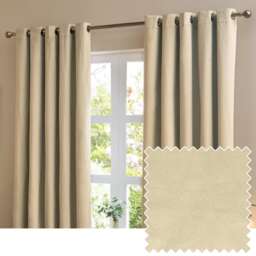 furn. The Ultimate Velvet Blackout Eyelet Curtain Pair Natural (W)168cmx (D)183cm Cream Natural One Size