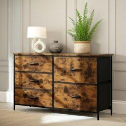Bedroom Dresser With 5 Fabric Storage Drawers Brown
