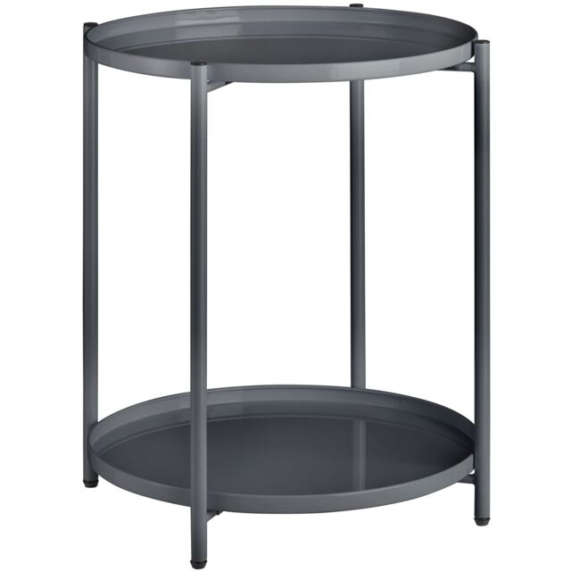Bedside Table Oxford - round with removable shelves, 45.5 x 45.5 x 53 cm Grey dark grey 45,50 x 45,50 x 53 cm 1