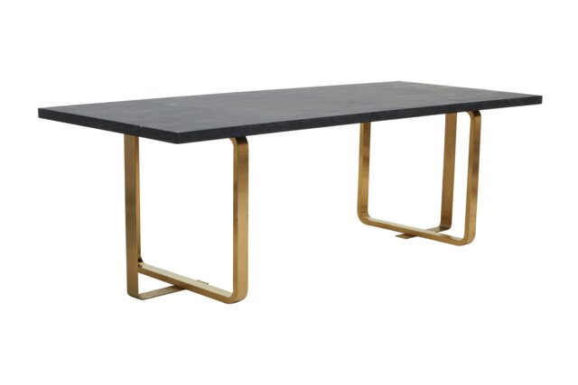 Interiors By Premier Luxurious Gold Finish Dining Table, Modern Rectangular Wooden Table, Perfect for Outdoor Patios and Gardens Black