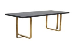 Interiors By Premier Luxurious Gold Finish Dining Table, Modern Rectangular Wooden Table, Perfect for Outdoor Patios and Gardens Black