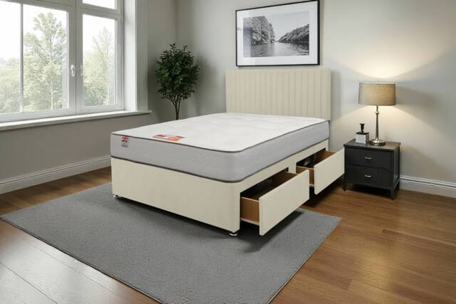 "Emily Naples Bed Set With Mattress, 2 Drawers Same Side & 24""Headboard"