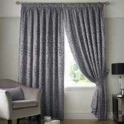 Voli Pencil Pleat Taped Top Lined Curtains - 229cm x 274cm - Silver