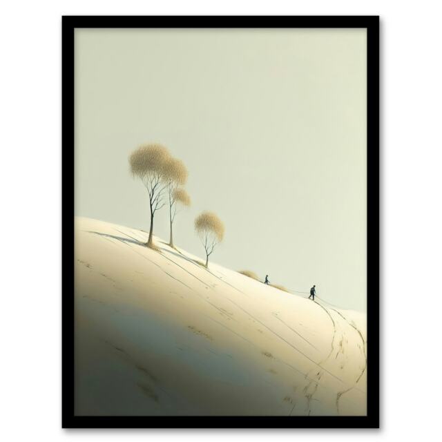 Snow Day Minimalist Soft Pastel Yellow Home Decor Black Framed Wall Art Print A4