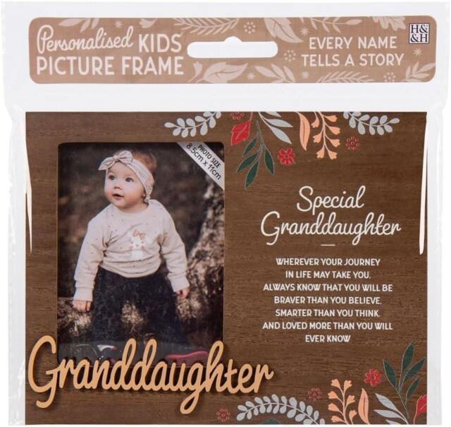 History & Heraldry Pre-Personalised Kids Wooden Picture Frame - Grandaughter