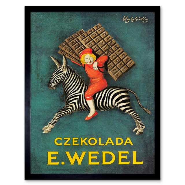 Advert Food Chocolate Sweet Candy Poland Zebra Rider Framed Wall Art Print
