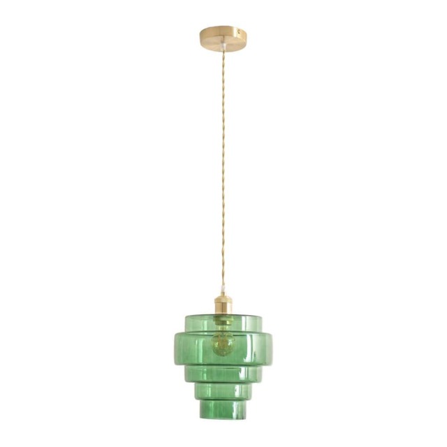 ValueLights Lane Green Glass 5 Tier Layer Pendant Shade